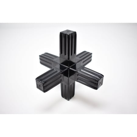 Eztube 6-Way Black Welded Steel Core Connector for Superior Strength Hammer Fit 100-324-S BK-HF